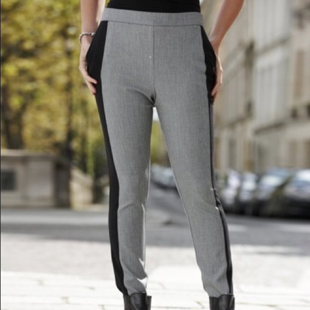 Simply Be Contrast Panel Illusion Straight Leg Trousers Size 18 Back To Office